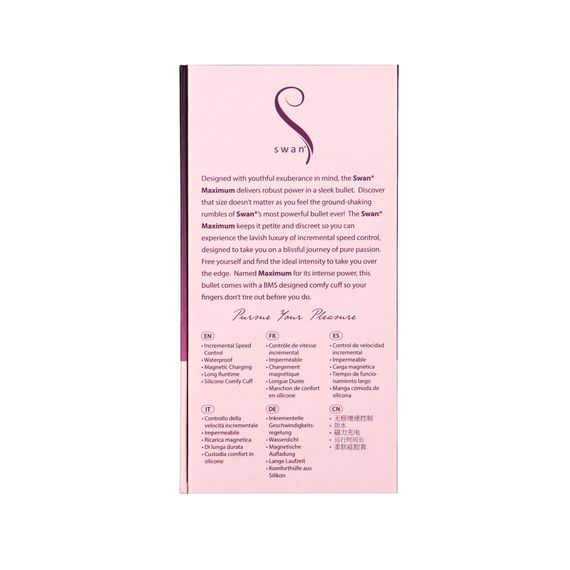 Вибропуля Swan Maximum + Comfy Cuff Pink, супермощная, разная интенсивность, силиконовая манжета | Зображення 9