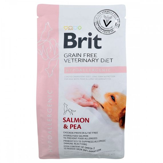 Корм сухий Brit Grain Free VetDiet Dog Hypoallergenic для собак при харчовій алергії з лососем горохом і гречкою 2 кг | Зображення 2