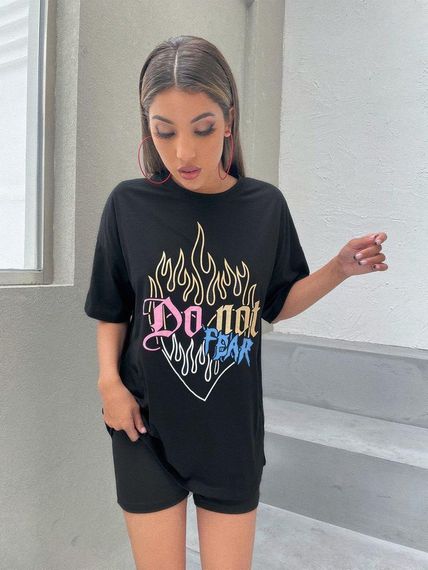 Футболка женская с принтом повседневная S Черная