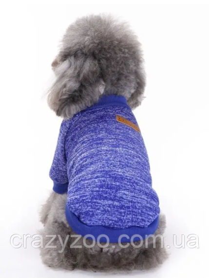 Кофта для собак и котов EcoToys Navy Blue L рябая синяя A: 36 см B: 44 см C: 29 см L-7113 | Зображення 6