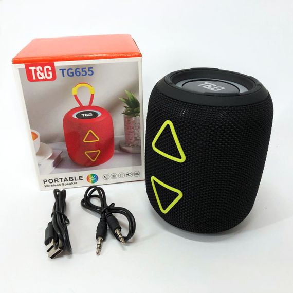 Портативна колонка TG655 5W з RGB підсвічуванням та ремінцем, Bluetooth колонка для вулиці. Колір: чорний | Зображення 8