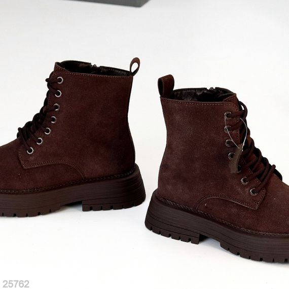 Повсякденні шоколадні зимові черевики берці натуральна замша доступна ціна | Зображення 8