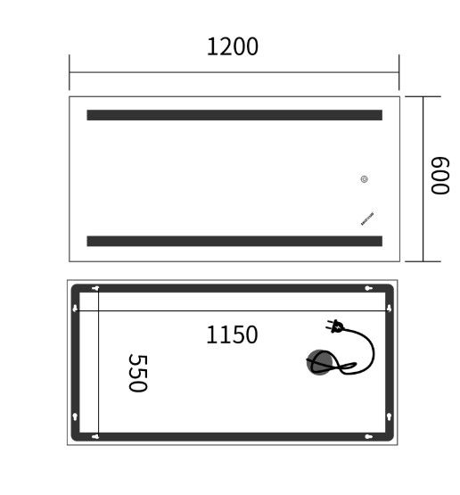 Дзеркало Mixxus Premium LINES MR17-120x60-REVERSE (LED Touch, Anti-fog) (MP6626) | Зображення 1