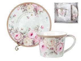 Чайний подарунковий фарфоровий набір Англійська троянда 2 предмети 220 мл