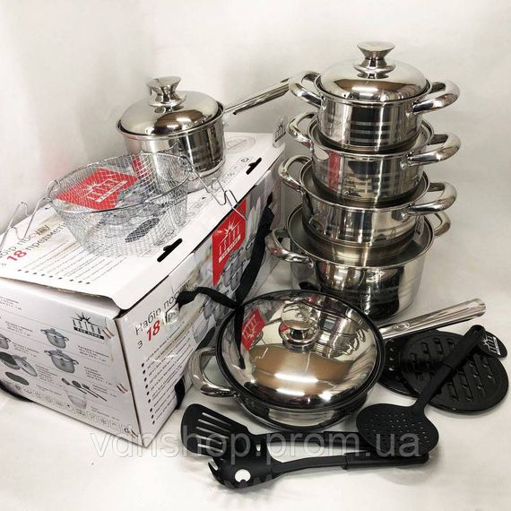 Набір каструль для електроплити 18 предметов ASTRA A-2518, Набір якісних каструль QW-28 | Зображення 9