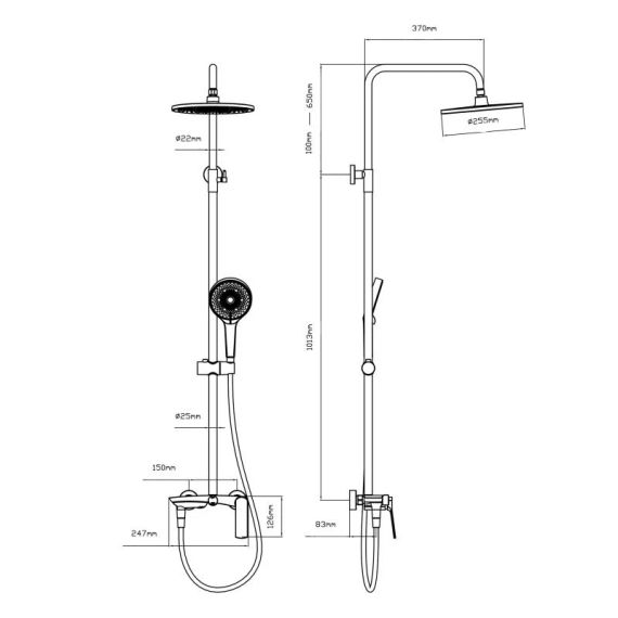 Душова система універсальна Qtap Slavonice на три споживача (з виливом) QTSLA111BLM45911 Black Matt | Зображення 1
