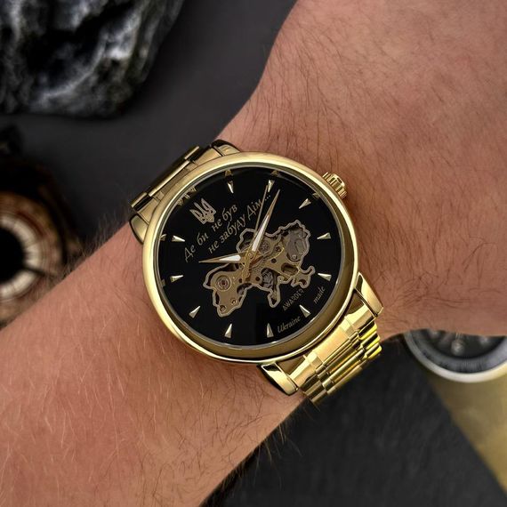Класичний чоловічий годинник Awarder 022-3D Не Забуду Дім Gold-Black Steel | Зображення 4