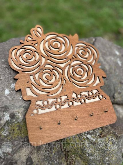 Настенная ключница из дерева Деревянный органайзер для ключей Держатель для хранения Персонализация | Зображення 4