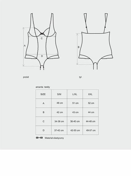 Боді Obsessive AMANTA Teddy S/M чорне | Зображення 4
