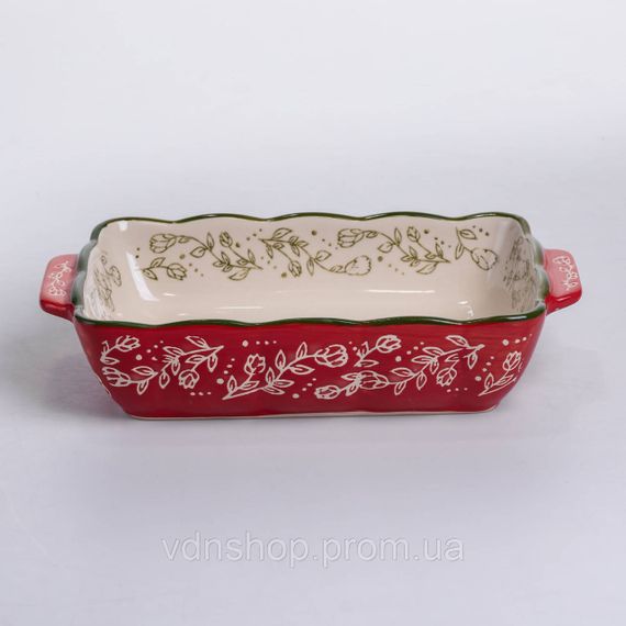 Форма для запекания Vintage 23×14×5 (см) прямоугольная форма для выпекания в духовке с ручками Красная HM05-09