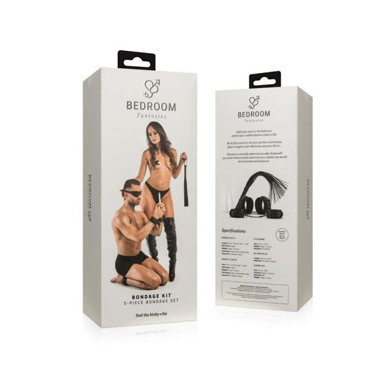 Набір БДСМ Bedroom Fantasies: Kinky Bondage Set 5-piece, наручники, поножі, пов’язка, флогер, свічки Sex Aura | Зображення 8