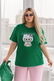 Женская классическая футболка Labubu прямая свободная цвет зеленый, размер 54/56, GF05259