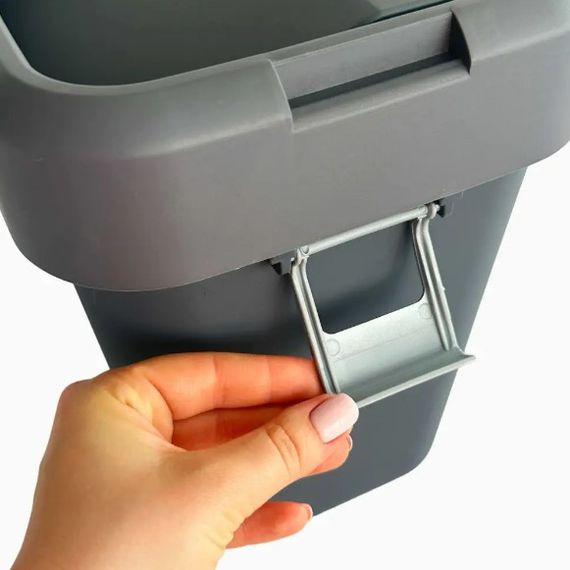 Відро для сміття Motek на 8 л з поворотною кришкою 22.5х22.5х30 см Антрацит (COB-410) | Зображення 3