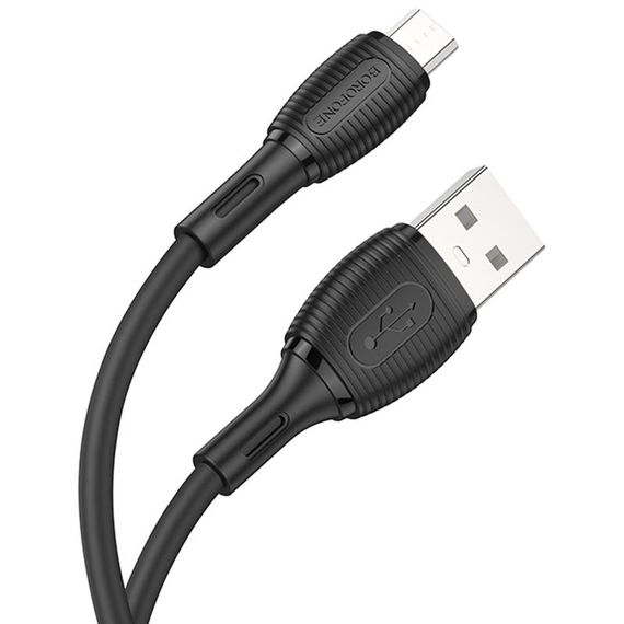Дата кабель Borofone BX86 Advantage USB to MicroUSB 2.4A (1m) Black | Зображення 2