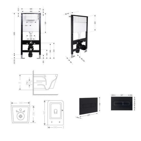 Готовое решение Qtap для ванной комнаты: подвесной унитаз Crow Ultra Quiet 485x340x290 + комплект инсталляции Standard (линейная | Зображення 1