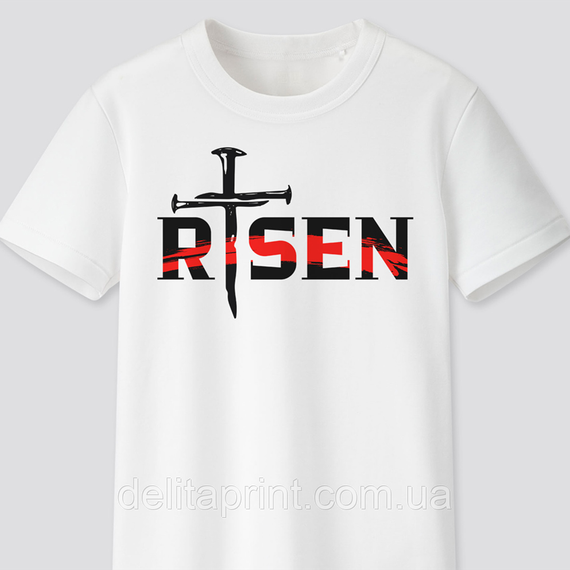 Футболка з християнським принтом Risen, Воскреслий. FH-1