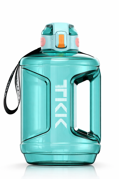 Спортивная бутылка TKK 2300 мл (2.3 л) - Бирюзовый Tritan BPA-free, ударопрочная эко-бутылка с ручкой и клапаном