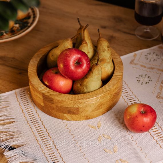 Дерев'яна миска для подачі 22 см глибока з дуба B2W220180 | Зображення 3