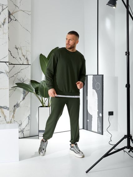 Мужской спортивный костюм свободный с эффектом 2 в 1, LI2015 цвет хаки, размер 44/46 | Зображення 2