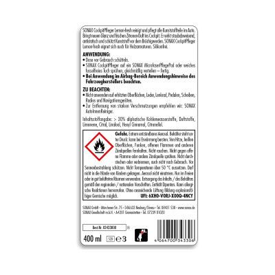 Автополироль Sonax Cockpitpfleger - lemon-fresh 400 мл (343300) | Зображення 1