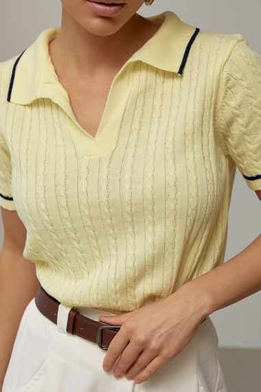 В'язане поло в косичку - лимонний цвет, ONE SIZE (є розміри) | Зображення 3