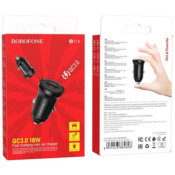АЗП Borofone BZ18 QC3.0 (1USB-A) Чорний | Зображення 4