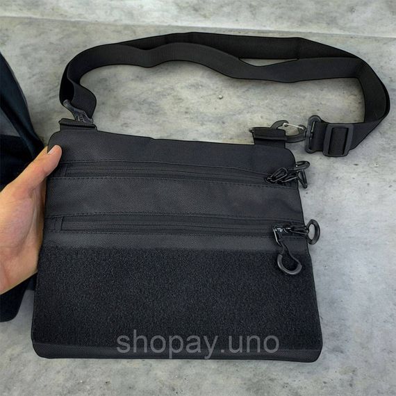 Тактическая сумка-кобура Cordura 1000D, черная, скрытая носка, мессенджер через плечо, съемная кобура | Зображення 7