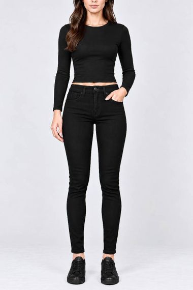Джинси жіночі однотонні Slim fit, колір чорний, 244RF-81739 | Зображення 1