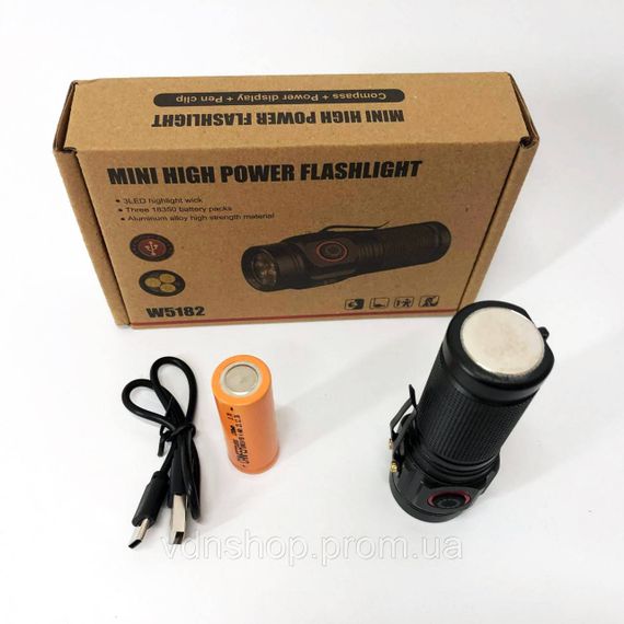 Кишеньковий тактичний ліхтар W5182-3XHP360, LED ліхтар потужний на вулицю Ручний cob KA-25 | Зображення 8