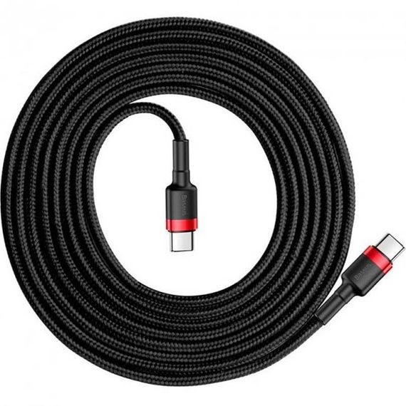 Дата кабель Baseus Cafule Type-C to Type-C Cable PD 2.0 60W (2m) (CATKLF-H) Черный / Красный | Зображення 1