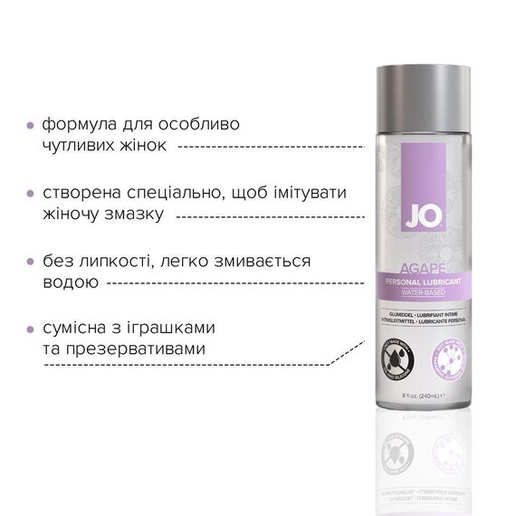 Змазка на водній основі JO AGAPE — ORIGINAL (240 мл) без гліцерину, гліколю та парабенів | Зображення 2
