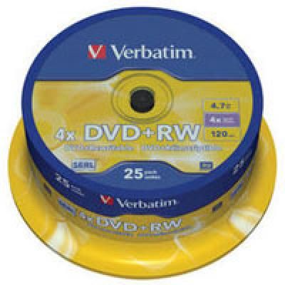 Диск DVD Verbatim 4.7Gb 4x CakeBox 25 шт silver (43489) (43489)