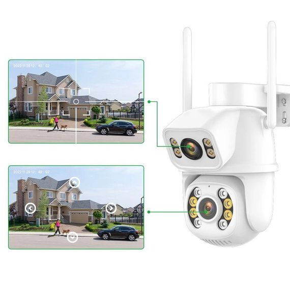 Вулична Wi-Fi камера відеоспостереження 8Мп, з двома об'єктивами, Dual IP Camera / Охоронна відеокамера / Поворотна камера | Зображення 3