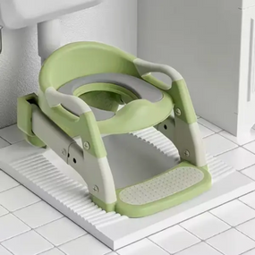Дитяча складана накладка на унітаз із драбиною Babycare зі зручною сходинкою і підлокітниками для дітей 1-9 років, Зелений