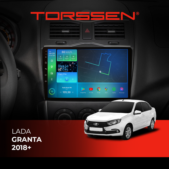 Штатна магнітола Torssen Lada Granta 18+ F9432 4G Carplay DSP