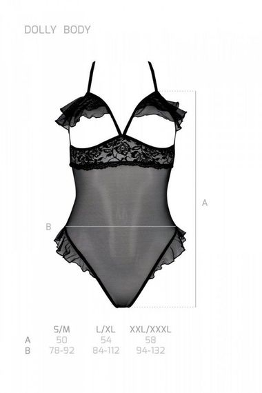 Еротичне боді Passion DOLLY BODY, S/M, black, з відкритими чашками | Зображення 3