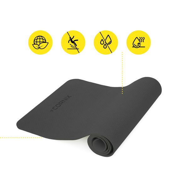 Килимок спортивний Cornix TPE 183 x 61 x 0.6 см для йоги та фітнесу XR-0350 Black | Зображення 5