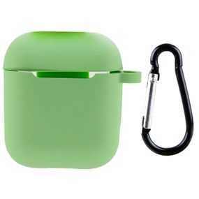 Силіконовий футляр New з карабіном для навушників Airpods 1/2 М'ятний/Mint