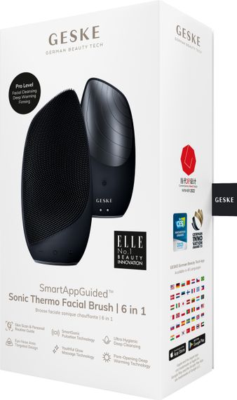 Електронна звукова термо щітка для обличчя GESKE Sonic Thermo Facial Brush 6в1 black | Зображення 7