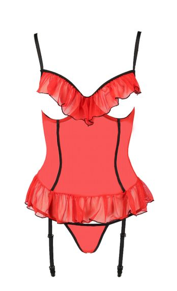 Корсет із відкритими грудьми S/M червоний CHERRY CORSET - Passion | Зображення 2