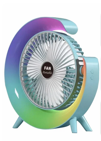 Вентилятор персональний настільний зі світлодіодною підсвіткою, 3 швидкості, нахил 180°, вентилятор на акумуля | Зображення 4