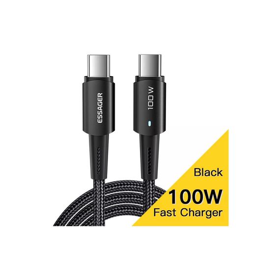 Дата кабель USB-C to USB-C 1.0m 100W black Essager (EXCTT1-CG01) | Зображення 1