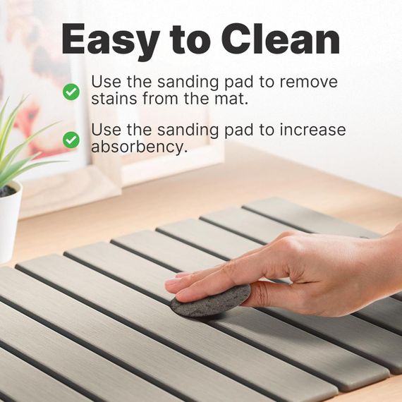 Килимок для ванної діатомітовий швидковисихаючий гнучкий кам’яний, для душу з діатоміту, нековзкий, 60x40 см світло-сірий | Зображення 4