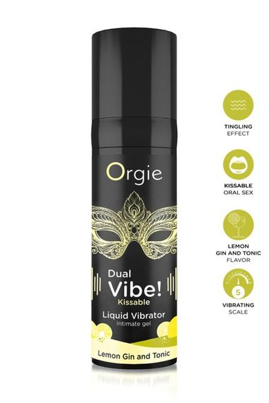 Рідкий вібратор Orgie DUAL VIBE! коктейль Джин-тонік лимон, 15 мл | Зображення 1