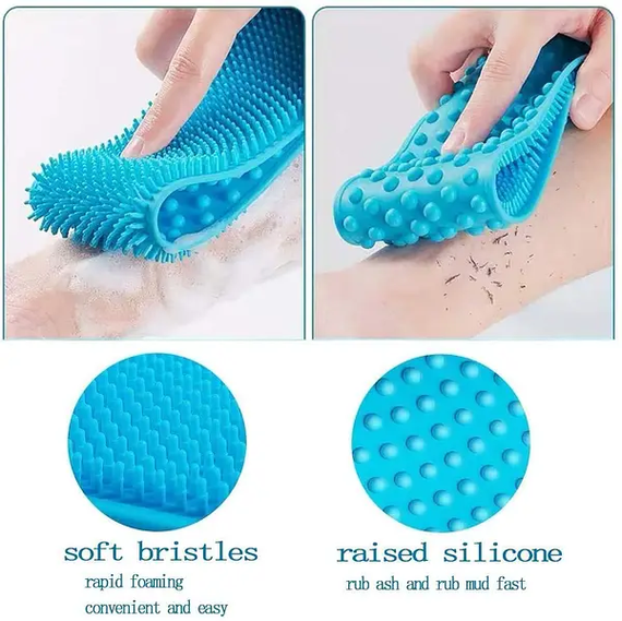 Силіконова щітка, що очищає мочалка - Silicone bath towel масажна для душу і ванни | Зображення 5