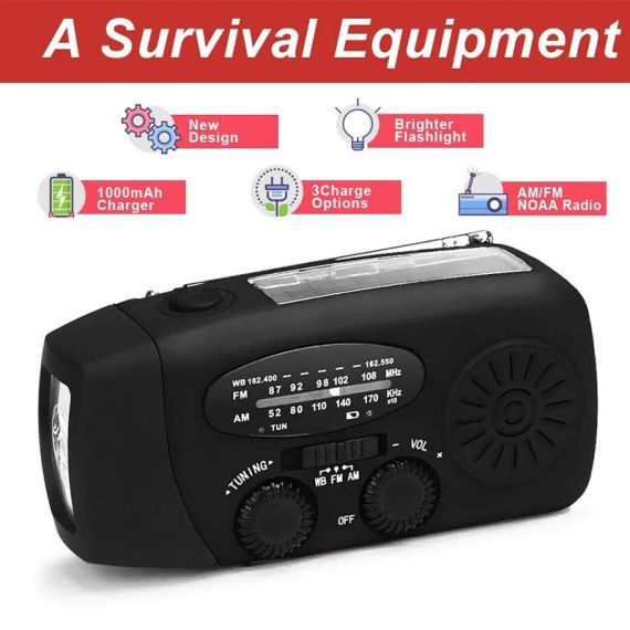 SurvivalWave Pro NOAA 5000 — Багатофункціональне Аварійне Радіо AM/FM/NOAA з Power Bank, Ліхтарем і Ручною Динамо-Зарядкою | Зображення 5