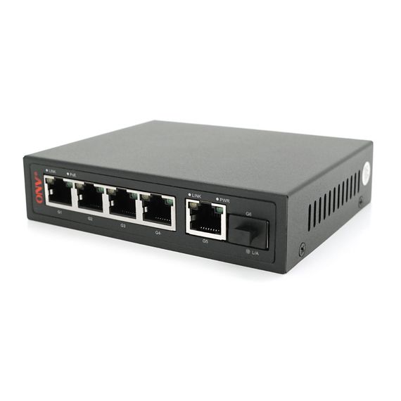 4х портовий PoE Full Gigabit комутатор ONV-POE33108PFG, 4xPoe1000Мбіт + 2х1000 Мбіт + 1хSFP 1000Мбіт, до 250м, IEEE802.3af/at, | Зображення 1