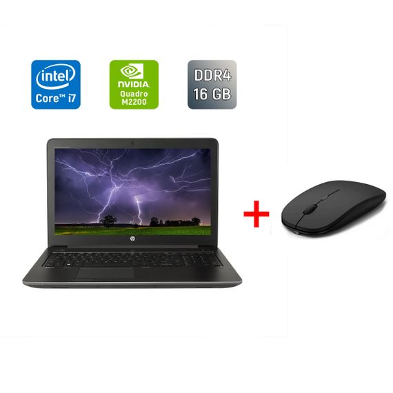 Мобильная рабочая станция Б-класс HP ZBook 15 G4 / 15.6" (1920x1080) IPS / Intel Core i7-7820HQ (4 (8) ядра по 2.9 - 3.9 GHz) / 16 GB DDR4 / 512 GB SSD / nVidia Quadro M2200, 4 GB GDDR5, 128-bit / WebCam / Fingerprint б/у + Подарок Беспроводная мышь / USB