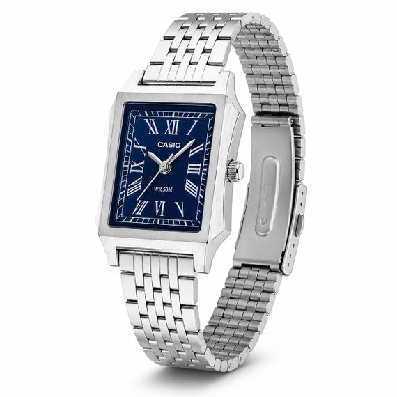Жіночий годинник Casio LTP-B190D-2B з синім циферблатом та сталевим браслетом