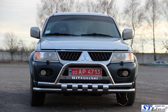 Передній захист ST015-2024WT (нерж) для Mitsubishi Pajero Sport 1996-2007 | Зображення 1